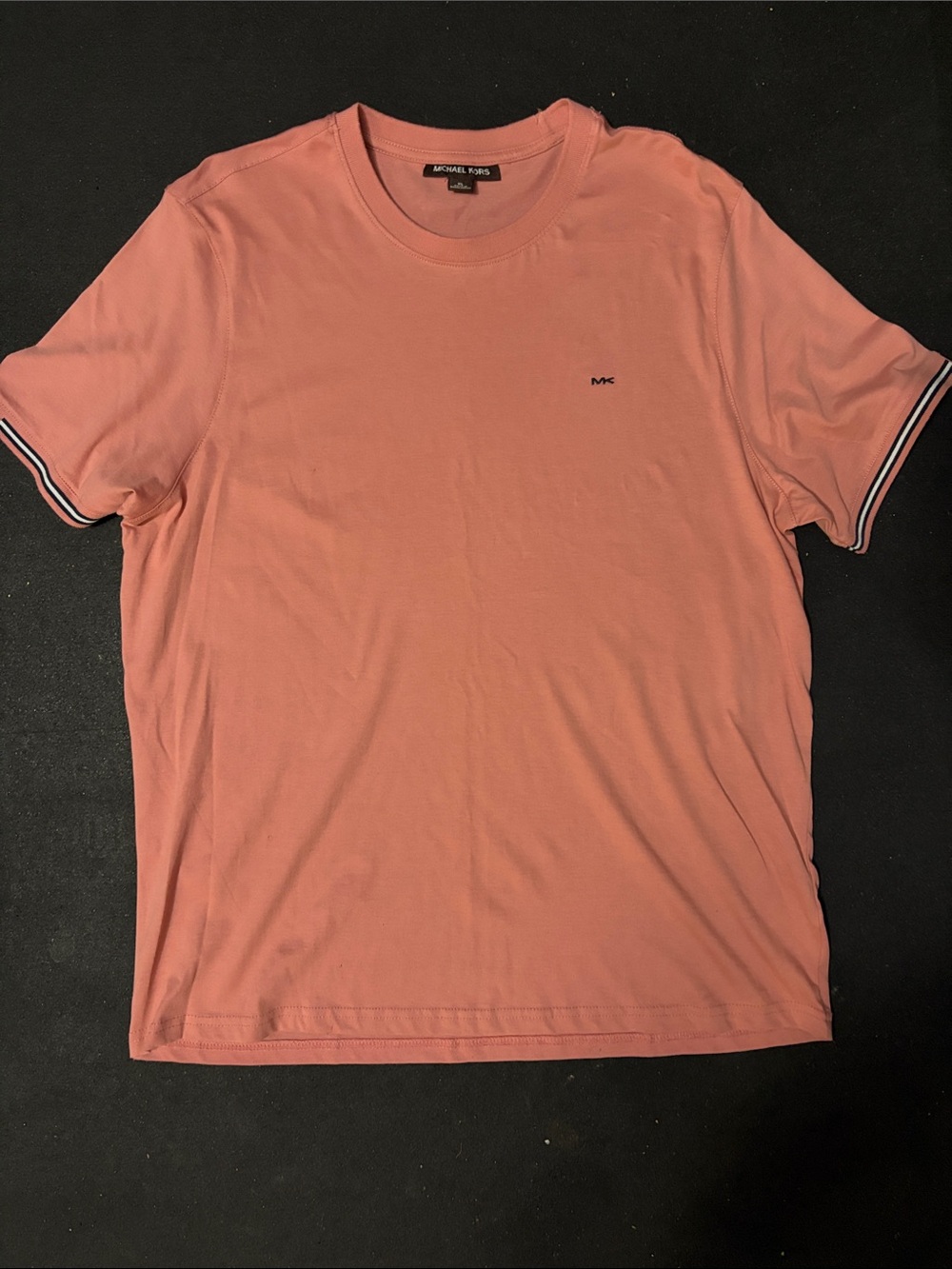 Michael Kors Men's Coral Salmon Short Sleeve Crewneck Tee with Contrast Trim